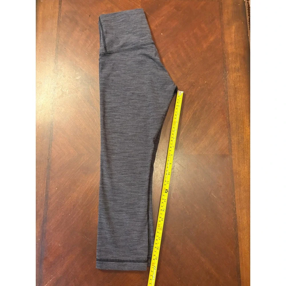 Lululemon High Rise Crop Leggings‎ Gray Black Space Dye Textured Yoga Pants 21in